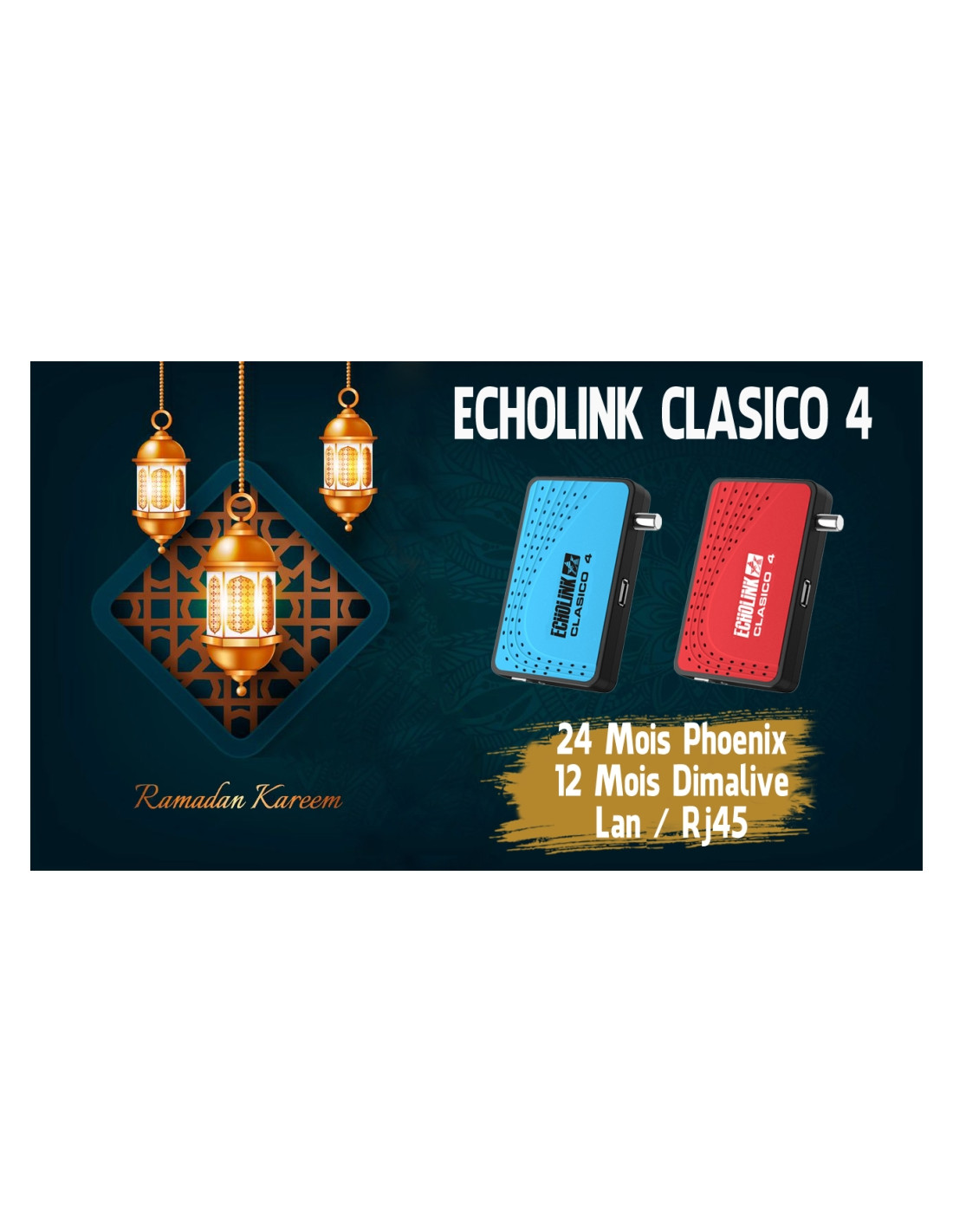 Echolink clasico recepteur numérique Avec abonnement IPTV 12 mois & Clé  Wifi - Rouge