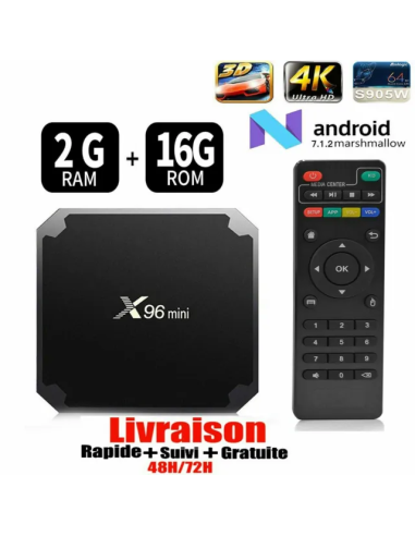 X96Q Android 10.0 Smart TV Box 4K Boîtier Android tv WIFI HDMI 2/16Go  mirroring 
